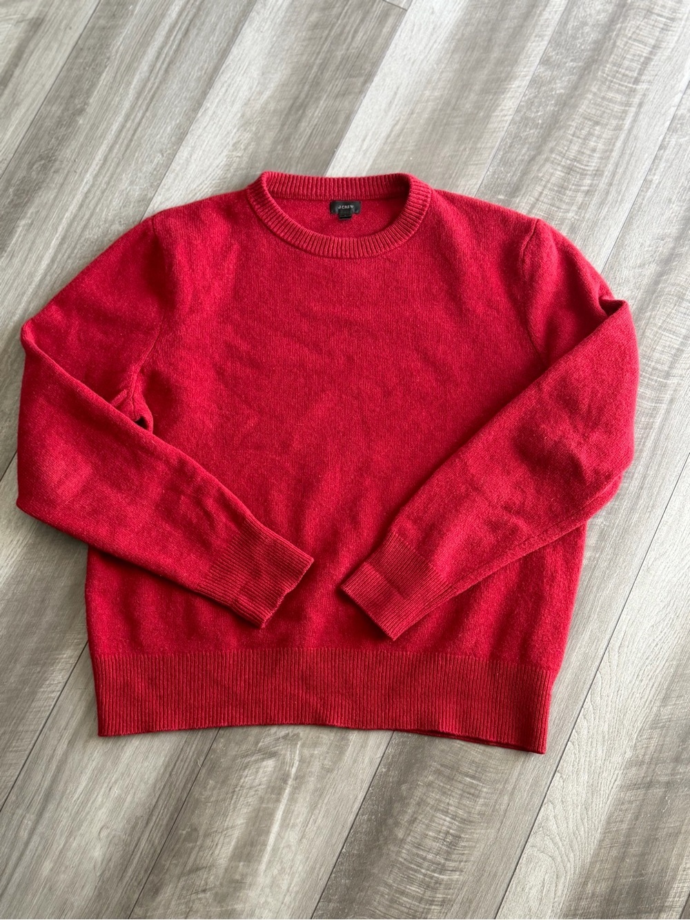 J.Crew Sweater 100% Lambswool Crewneck Mens Large Red Preppy Quiet Luxury